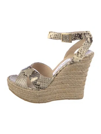 Pre-owned Jimmy Choo Leather Animal Print Espadrilles In Neutral