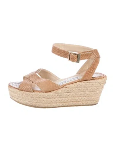 Pre-owned Jimmy Choo Leather Animal Print Espadrilles In Neutral