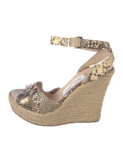 Pre-owned Jimmy Choo Leather Animal Print Espadrilles In Neutral