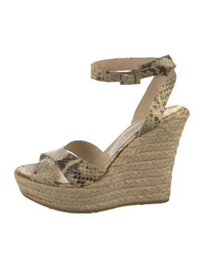 Pre-owned Jimmy Choo Leather Animal Print Espadrilles In Neutral