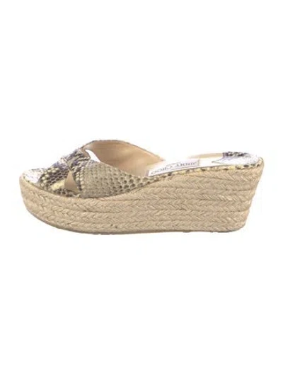 Pre-owned Jimmy Choo Leather Animal Print Espadrilles In Neutrals