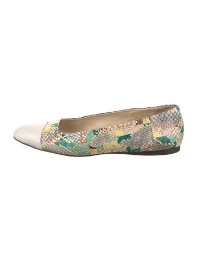 Pre-owned Jimmy Choo Leather Animal Print Flats In Neutral