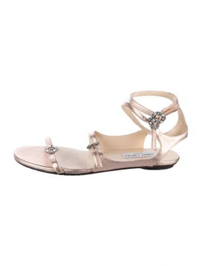 Pre-owned Jimmy Choo Leather Animal Print Gladiator Sandals In Gold/metallic