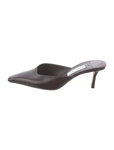 Pre-owned Jimmy Choo Leather Animal Print Mules In Black