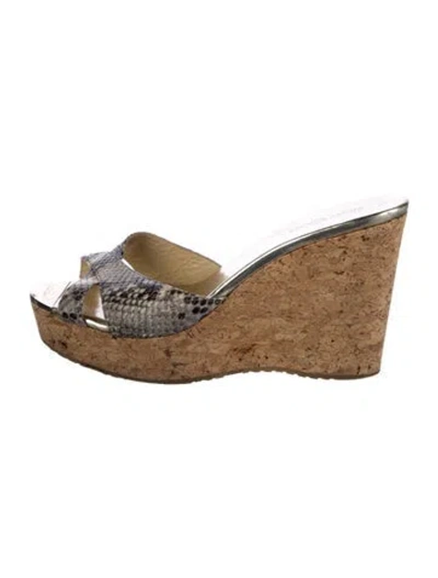 Pre-owned Jimmy Choo Leather Animal Print Mules In Purple