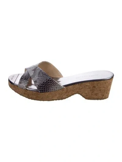 Pre-owned Jimmy Choo Leather Animal Print Slides