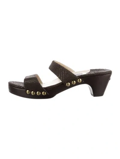 Pre-owned Jimmy Choo Leather Animal Print Slides In Brown