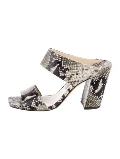 Pre-owned Jimmy Choo Leather Animal Print Slides In Green