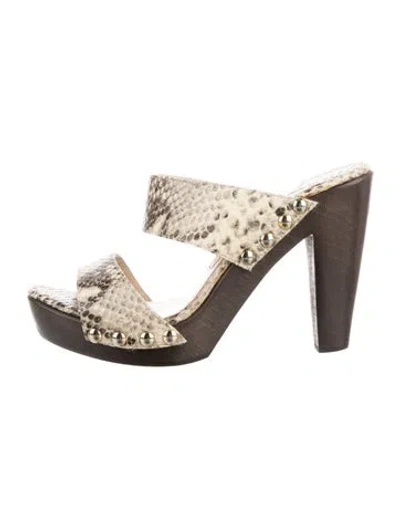 Pre-owned Jimmy Choo Leather Animal Print Slides In Neutral