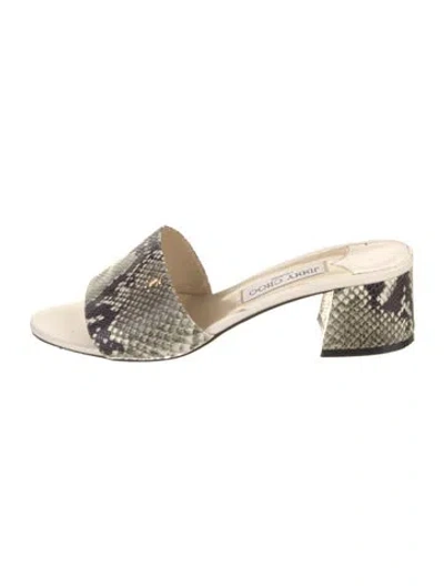 Pre-owned Jimmy Choo Leather Animal Print Slides In Silver