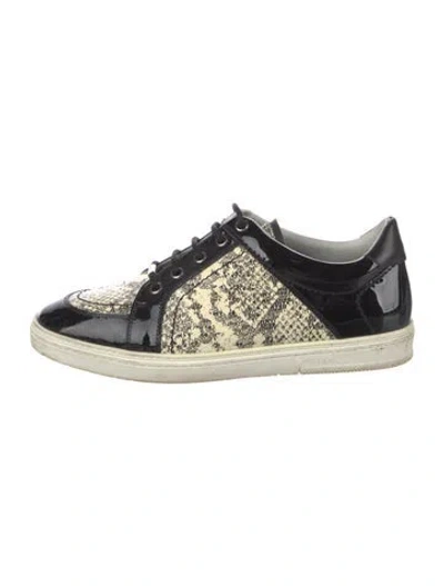 Pre-owned Jimmy Choo Leather Animal Print Sneakers In Black