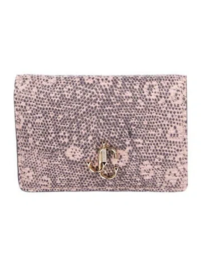 Pre-owned Jimmy Choo Leather Animal Print Wallet In Pink