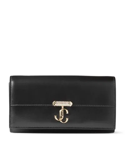 Jimmy Choo Avenue Logo-plaque Leather Wallet-on-chain In Black Light Gold