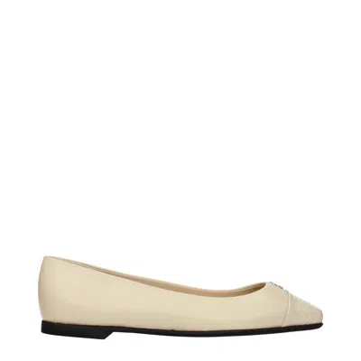 Jimmy Choo Leather Ballet Flats In White