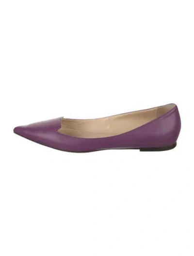 Pre-owned Jimmy Choo Leather Ballet Flats In Purple