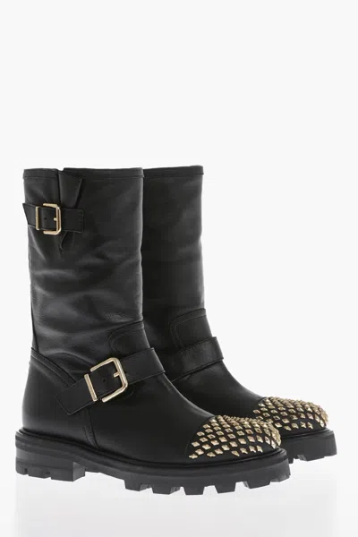 Jimmy Choo Biker Ii Studded Ankle Boots In Black