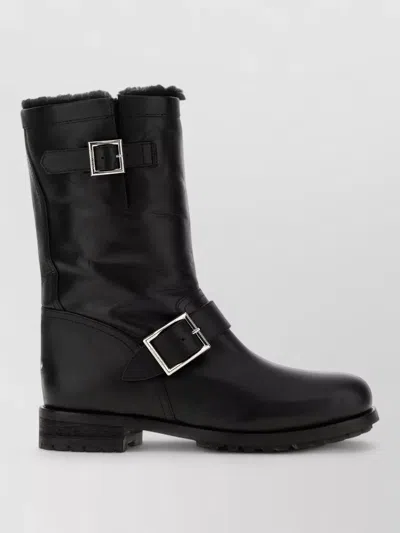 Jimmy Choo Leather Biker Boots In Black