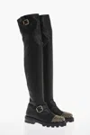 Jimmy Choo Leather Biker Over-the-knee Boots With Studded Toe In Black