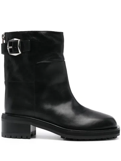 Jimmy Choo Brooklyn Ab 50 Leather Boots With Adjustable Strap In Black