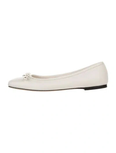 Pre-owned Jimmy Choo Leather Bow Accents Ballet Flats In White