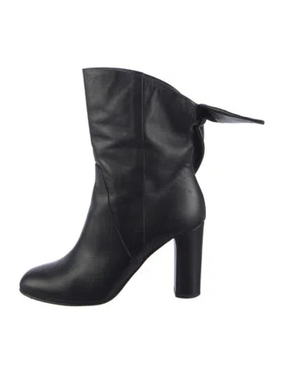Pre-owned Jimmy Choo Leather Bow Accents Boots In Black