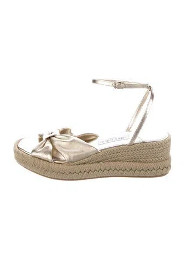 Pre-owned Jimmy Choo Leather Bow Accents Espadrilles In Gold