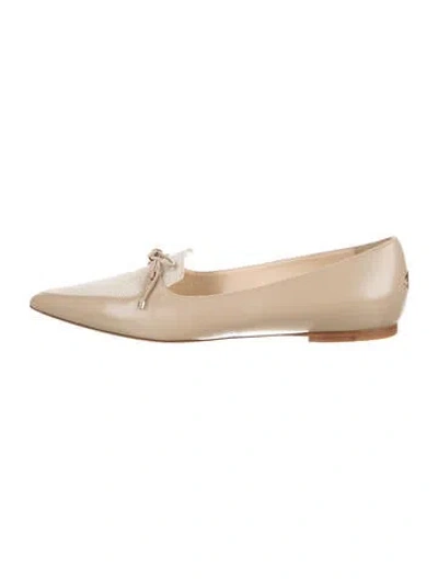 Pre-owned Jimmy Choo Leather Bow Accents Loafers In Neutral