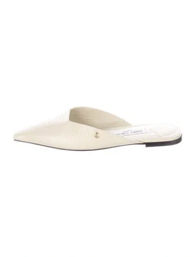 Pre-owned Jimmy Choo Leather Bow Accents Mules In Neutrals