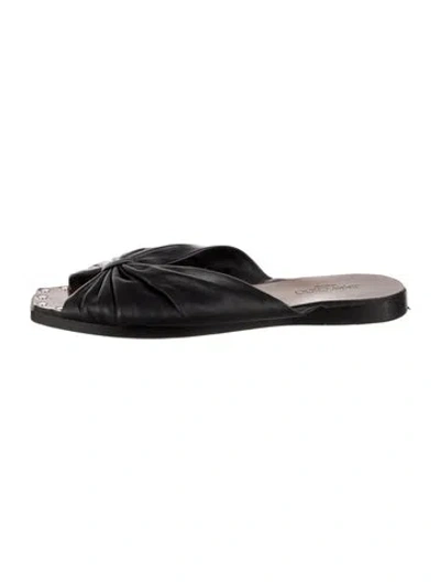 Pre-owned Jimmy Choo Leather Bow Accents Slides In Black