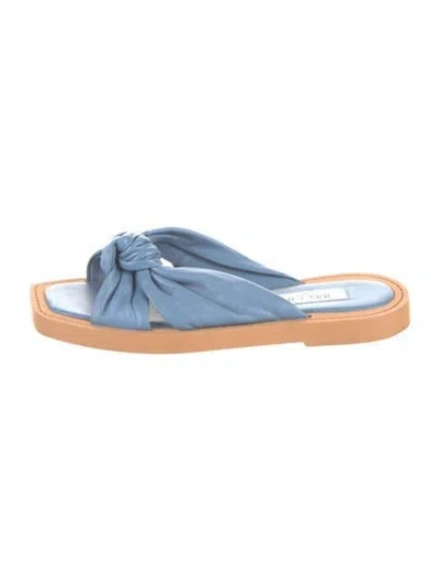 Pre-owned Jimmy Choo Leather Bow Accents Slides In Blue