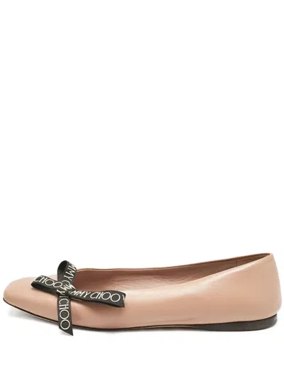Pre-owned Jimmy Choo Leather Bow Flats