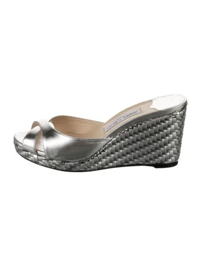Pre-owned Jimmy Choo Leather Braided Accents Espadrilles