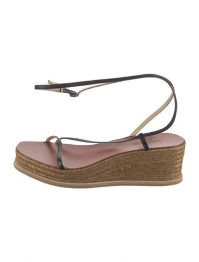 Pre-owned Jimmy Choo Leather Braided Accents Espadrilles In Black