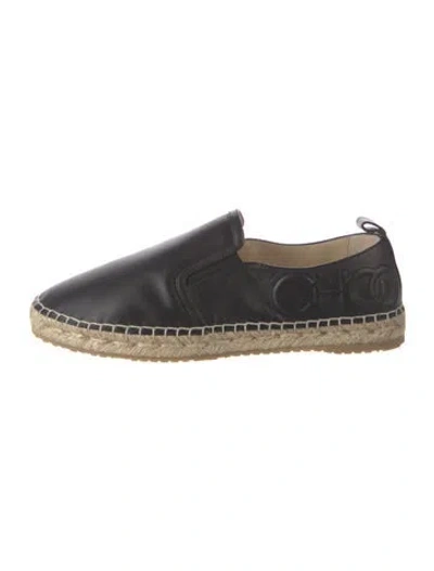 Pre-owned Jimmy Choo Leather Braided Accents Espadrilles In Black