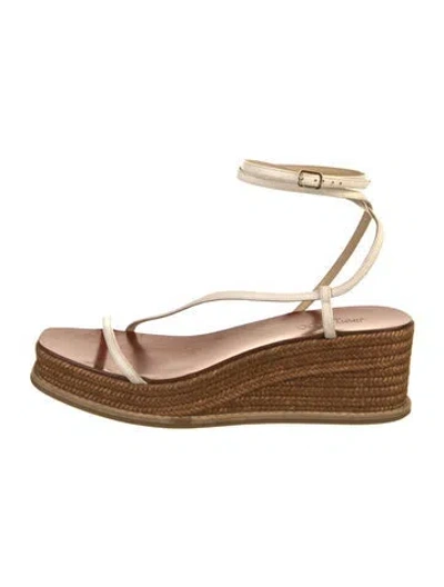 Pre-owned Jimmy Choo Leather Braided Accents Espadrilles In Neutral