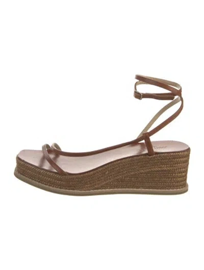 Pre-owned Jimmy Choo Leather Braided Accents Espadrilles In Neutral