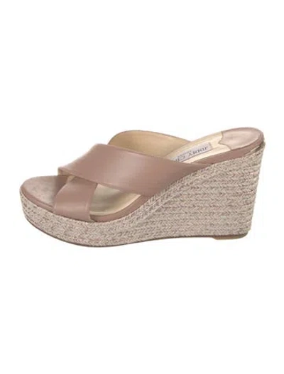 Pre-owned Jimmy Choo Leather Braided Accents Espadrilles In Pink