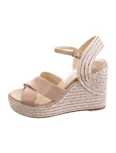 Pre-owned Jimmy Choo Leather Braided Accents Espadrilles In Pink
