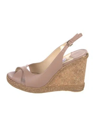 Pre-owned Jimmy Choo Leather Braided Accents Espadrilles W/ Tags In Pink