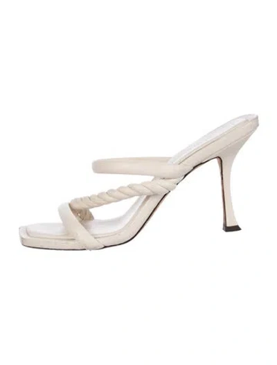 Pre-owned Jimmy Choo Leather Braided Accents Mules In White
