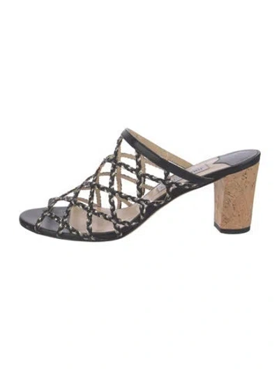 Pre-owned Jimmy Choo Leather Braided Accents Slides In Multi