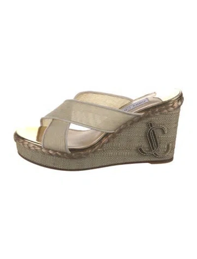 Pre-owned Jimmy Choo Leather Braided Accents Slides In Neutrals