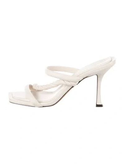 Pre-owned Jimmy Choo Leather Braided Accents Slides In White