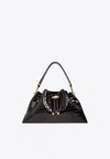 Jimmy Choo Bon Bon Medium Croc-embossed Leather Shoulder Bag In Black