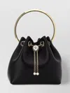 Jimmy Choo Leather Bucket Bag Chain Detail In Black