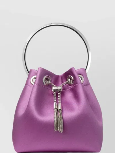Jimmy Choo Leather Bucket Bag Featuring Chain Strap In Purple