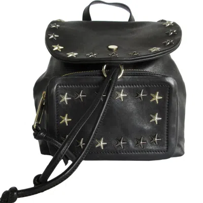 Pre-owned Jimmy Choo Leather Canvas Backpack () In Black