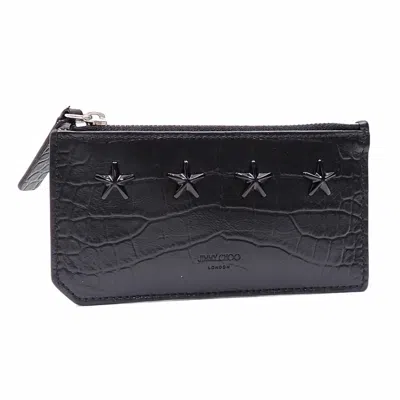 Pre-owned Jimmy Choo Leather Card Case () In Black