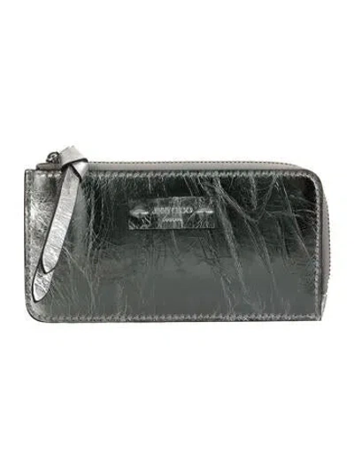 Pre-owned Jimmy Choo Leather Card Holder In Silver