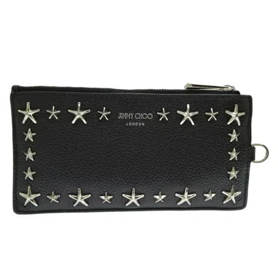 Pre-owned Jimmy Choo Leather Card Wallet () In Black